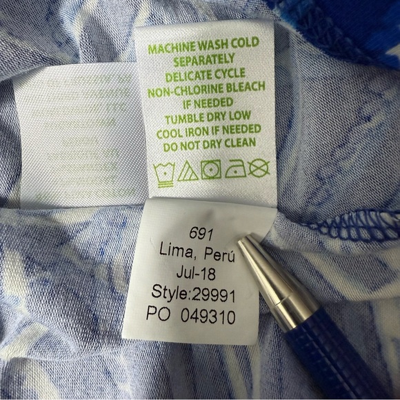 Lilly Pulitzer M Laddie Top Twilight Blue Ruffle Bell Sleeves Stretchy Boat Neck - Picture 11 of 14